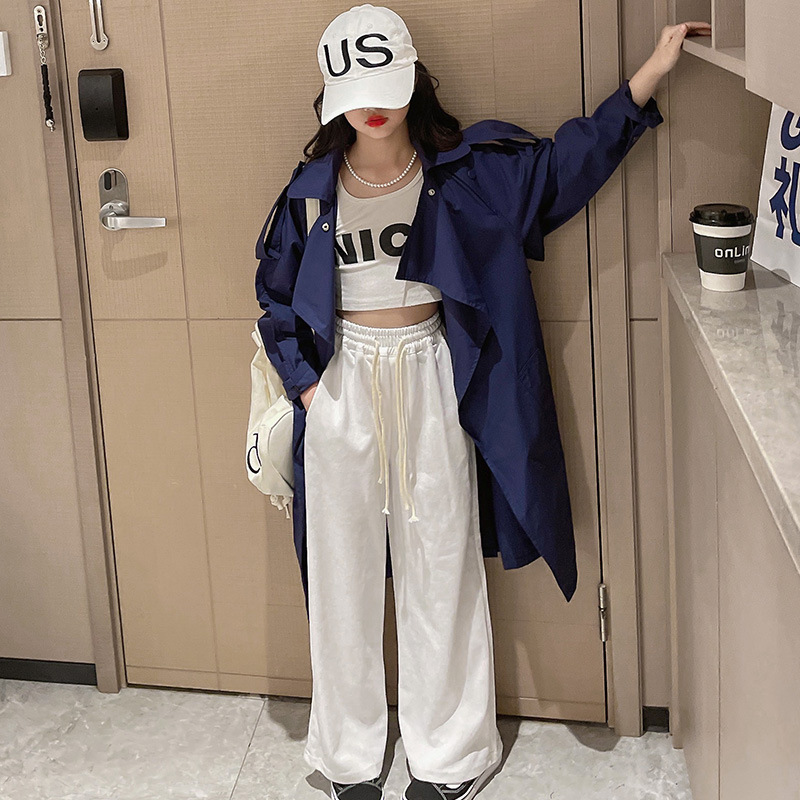 Jackets Teen Girls Navy Blue Long Trench Coat Fall Spring Kids Girl Fashion Outfit Clothes 8 10 12 13 14 years 221010