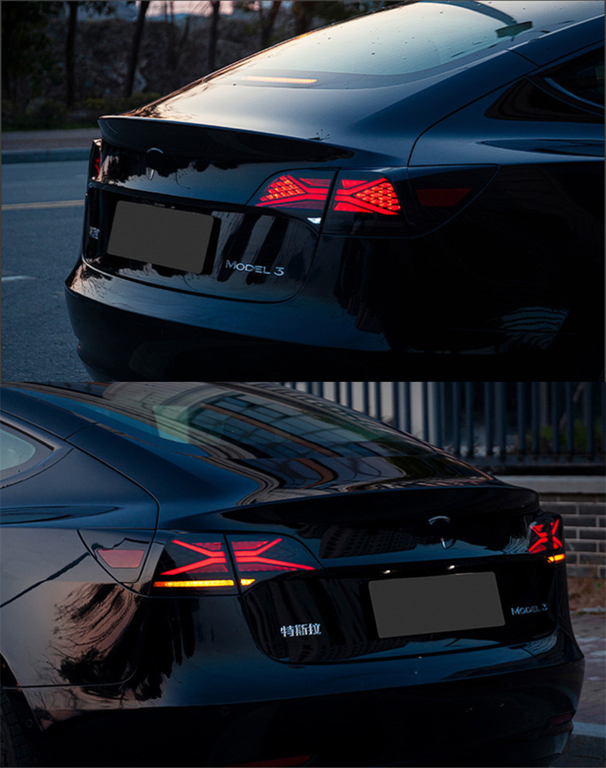 Car Lights For Tesla Model 3 Model Y LED Dynamic Turn Signal Tail Light With Sequential Animation Reversing Brake Taillights