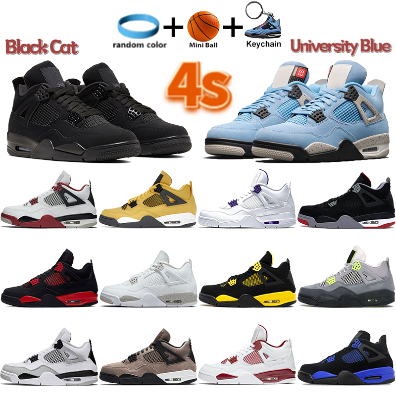 4 4s Basketball shoes black cat mens designer sneakers OG university blue fire red metallic purple thunder paris SE neon men women sports shoe trainers, Shoe box
4 4s Basketball shoes black cat mens designer sneakers OG university blue fire red metallic purple thunder paris SE neon men women sports shoe trainers, Shoe box