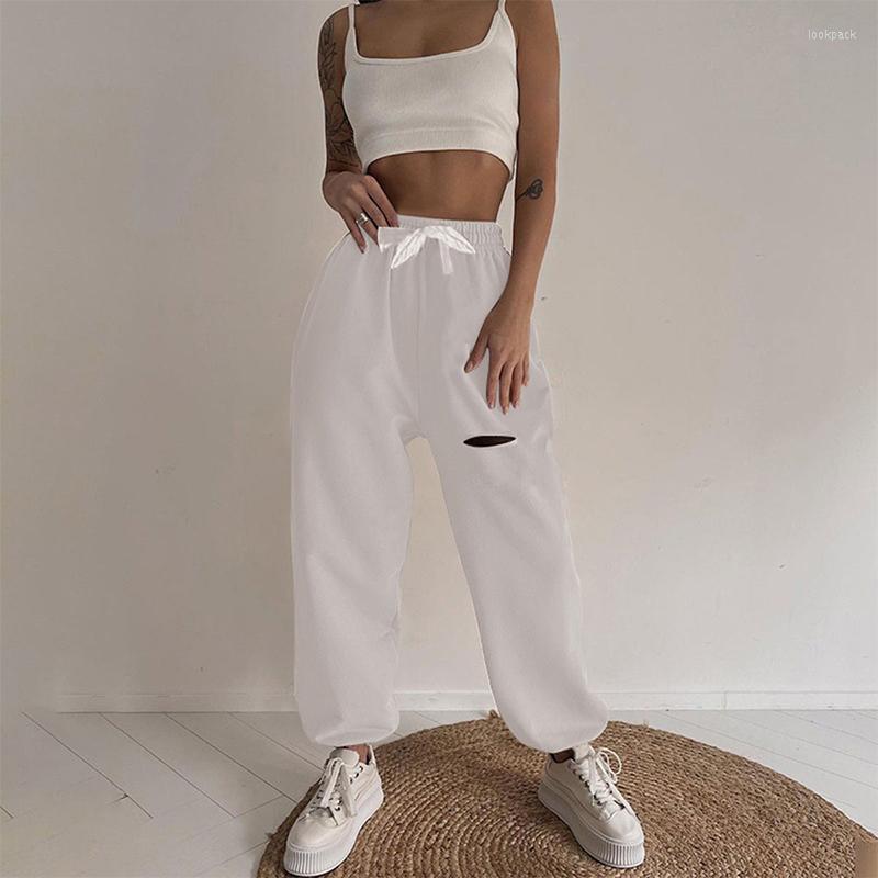 Women' Pants Women Autumn Casual Sweat Solid Color Elastic-Waist Ripped Fitness Trousers For Girls Gray/White/Black
Women' Pants Women Autumn Casual Sweat Solid Color Elastic-Waist Ripped Fitness Trousers For Girls Gray/White/Black