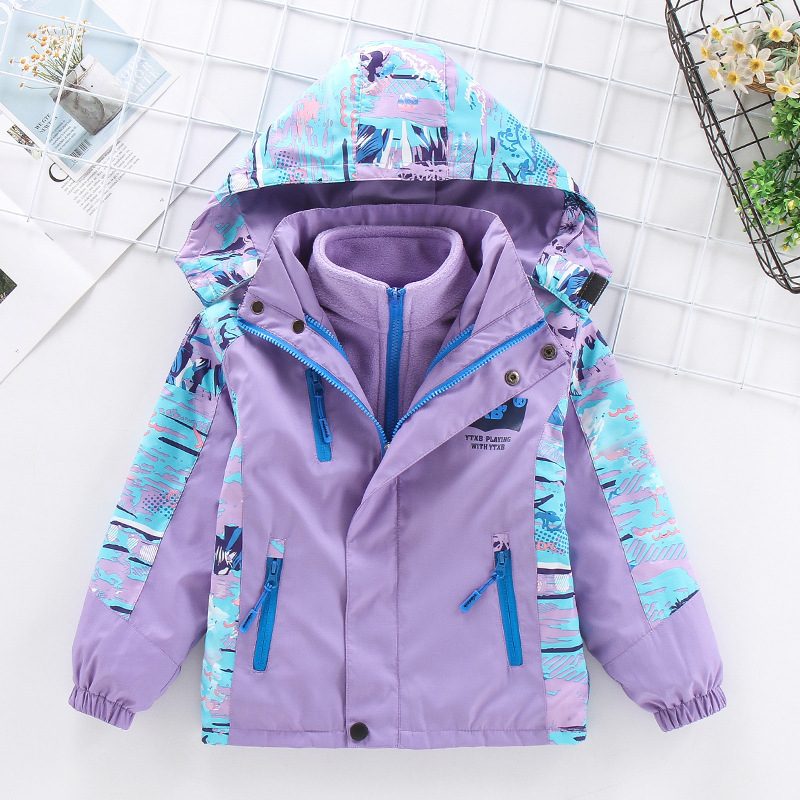 Jackets a cap detachable girls trench coat remove ski wear foreign trade clothing middle aged children s jacket 6 12 years old 221010