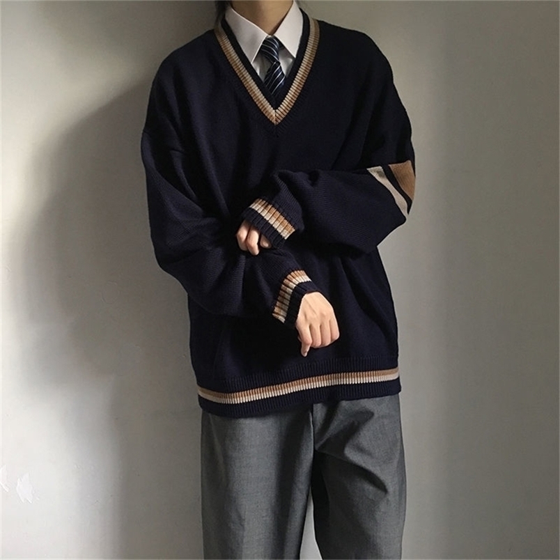 Men's Sweaters Couples Wear Autumn Sweater Korean Loose Student Pullover V neck Coat Japanese School Uniform 221008, Khaki sweater
Men's Sweaters Couples Wear Autumn Sweater Korean Loose Student Pullover V neck Coat Japanese School Uniform 221008, Khaki sweater