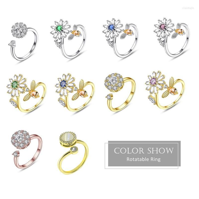Cluster Rings Rotatable Anxiety Ring For Women Daisy Bee Fidget Real 18K Gold Plated Copper Zircon Adjustable Wedding Anniversary Jewelry
Cluster Rings Rotatable Anxiety Ring For Women Daisy Bee Fidget Real 18K Gold Plated Copper Zircon Adjustable Wedding Anniversary Jewelry