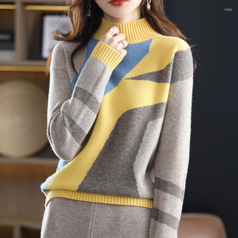 Women' Sweaters Four Seasons Moze Colorblocking Bottom Sweater 2022 Fashion Autumn And Winter Half Turtleneck Pure Wool Knit Ladies Top, Black
Women' Sweaters Four Seasons Moze Colorblocking Bottom Sweater 2022 Fashion Autumn And Winter Half Turtleneck Pure Wool Knit Ladies Top, Black