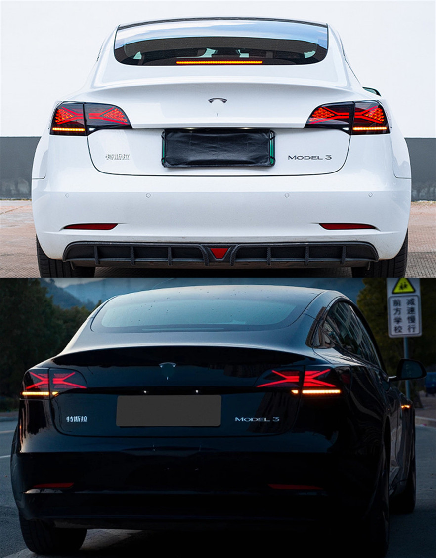 Car Lights For Tesla Model 3 Model Y LED Dynamic Turn Signal Tail Light With Sequential Animation Reversing Brake Taillights