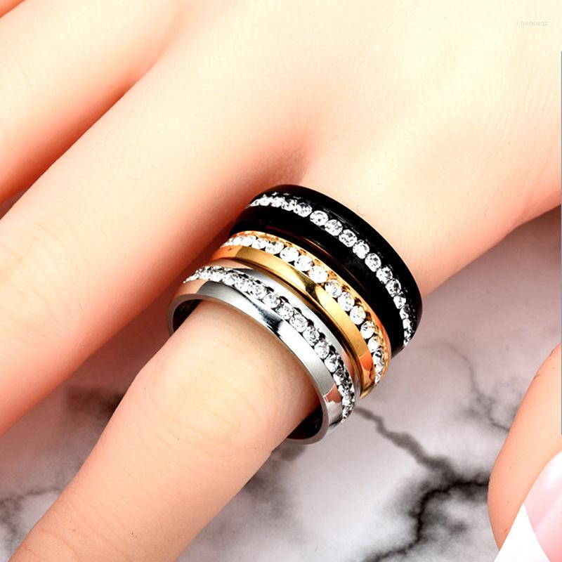 Wedding Rings Women Men Fashion Single Row Crystal Stainless Steel Vintage Silver Color Gold Black Finger Ring Zircon Couple
Wedding Rings Women Men Fashion Single Row Crystal Stainless Steel Vintage Silver Color Gold Black Finger Ring Zircon Couple