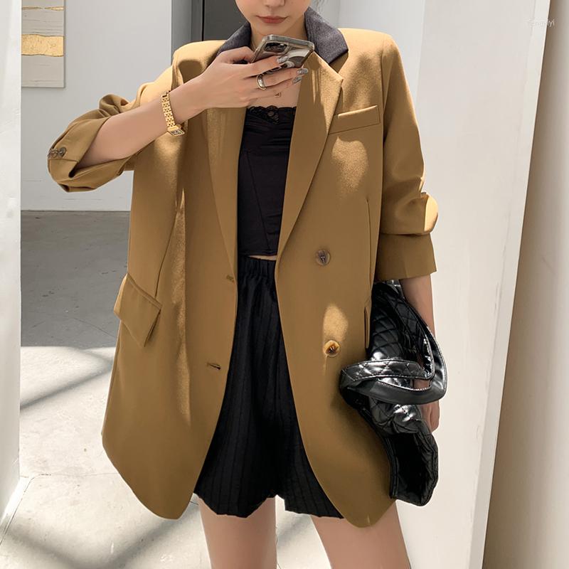 Women' Suits Contrast Color Suit Jacket Female 2022 Autumn Camel High-end Design Sense Niche Loose Temperament Long-sleeved Blazers Top
Women' Suits Contrast Color Suit Jacket Female 2022 Autumn Camel High-end Design Sense Niche Loose Temperament Long-sleeved Blazers Top