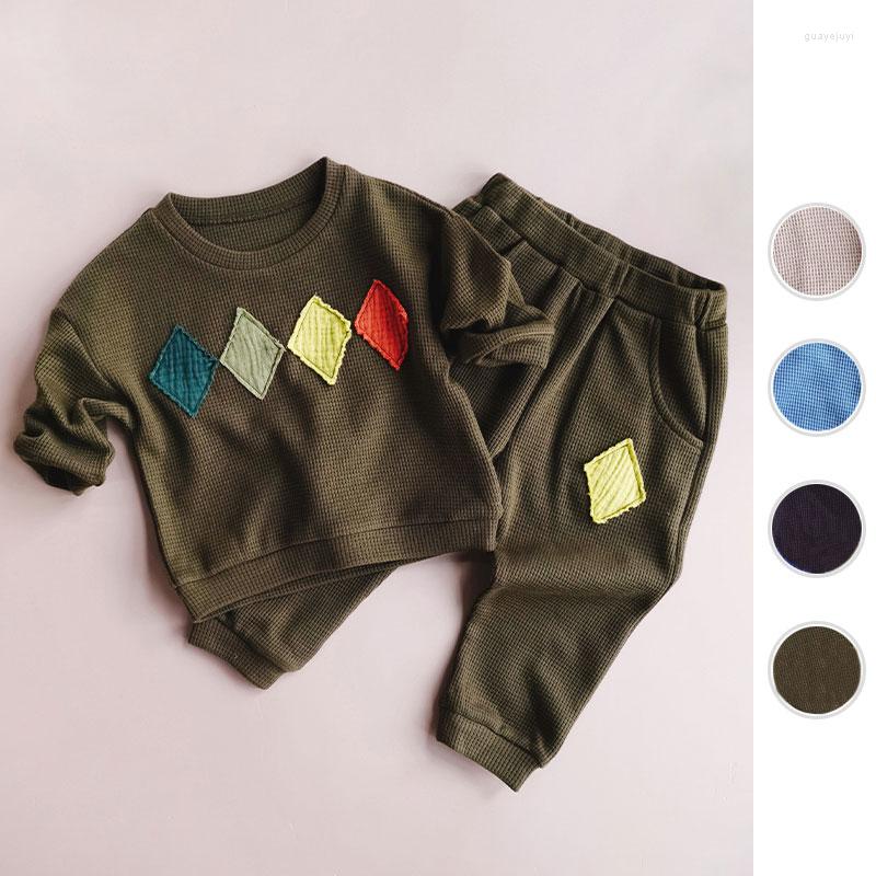 Clothing Sets Kids Autumn Clothes Waffle Cotton Boys And Girls Suits Sweatshirt Pants 2pcs Baby Children Outfits, Beige 
Clothing Sets Kids Autumn Clothes Waffle Cotton Boys And Girls Suits Sweatshirt Pants 2pcs Baby Children Outfits, Beige