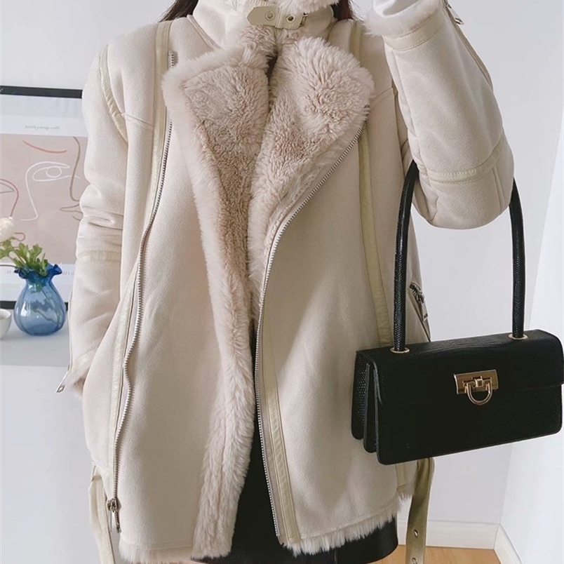 Women's Leather Faux style women's double-sided coat with fur lamb hair Winter Coat plus velvet 221010, Black
Women's Leather Faux style women's double-sided coat with fur lamb hair Winter Coat plus velvet 221010, Black