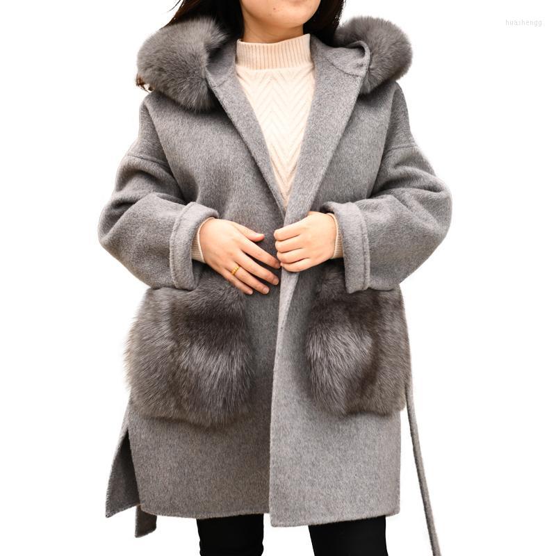 Women' Wool Women' & Blends MAOMAOfUR Women Cashmere Coat With Fur Hood Pocket Big Pockets Belted Jackets Solid Color Female, Beige
Women' Wool Women' & Blends MAOMAOfUR Women Cashmere Coat With Fur Hood Pocket Big Pockets Belted Jackets Solid Color Female, Beige