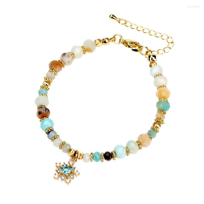Charm Bracelets EYIKA Fashion Bohemian Mixing Color Natural Stone Beads Crystal Zircon Snowflake Bracelet Women Girls Handmade Jewelry
Charm Bracelets EYIKA Fashion Bohemian Mixing Color Natural Stone Beads Crystal Zircon Snowflake Bracelet Women Girls Handmade Jewelry