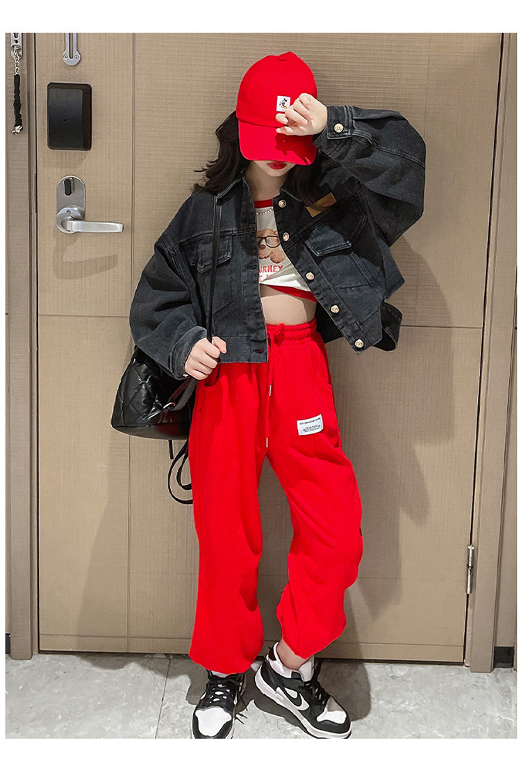 Jackets Denim Jacket for Girls 10 to 12 years Fall Winter Kids Teen Girl Fashion Loose Black Blue Coat 221010