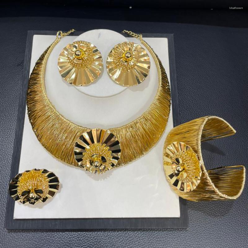 Necklace Earrings Set Luxury Jewelry For Women Dubai Gold Color Nigerian And Bangle Ring Weddings Design Big Size Jewellery Gift, Picture shown
Necklace Earrings Set Luxury Jewelry For Women Dubai Gold Color Nigerian And Bangle Ring Weddings Design Big Size Jewellery Gift, Picture shown