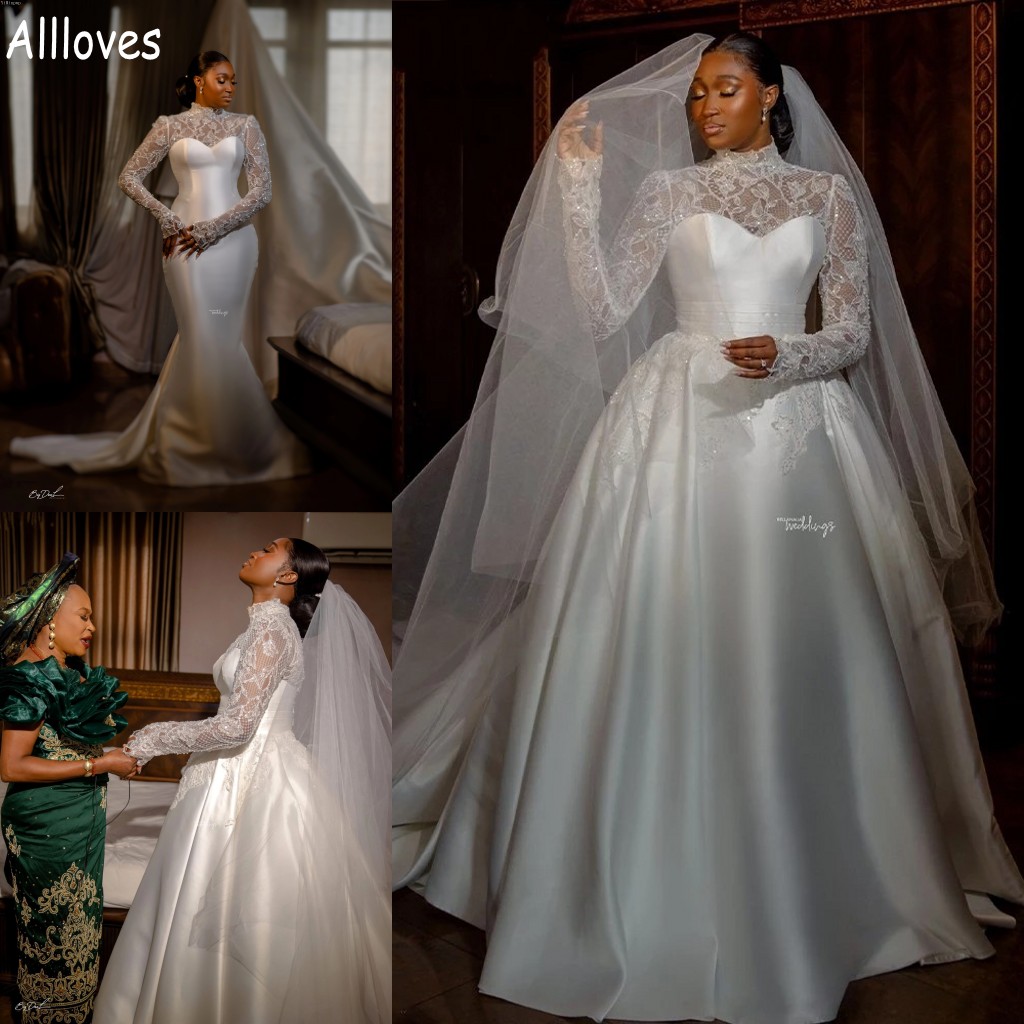 Two Pieces African Mermaid Wedding Dresses With Detachable Train 2023 Fashion High Collar Lace Muslim Bridal Gowns Vintage Satin Aso Ebi Vestidos De Novia CL1245, Custom made from color chart
Two Pieces African Mermaid Wedding Dresses With Detachable Train 2023 Fashion High Collar Lace Muslim Bridal Gowns Vintage Satin Aso Ebi Vestidos De Novia CL1245, Custom made from color chart