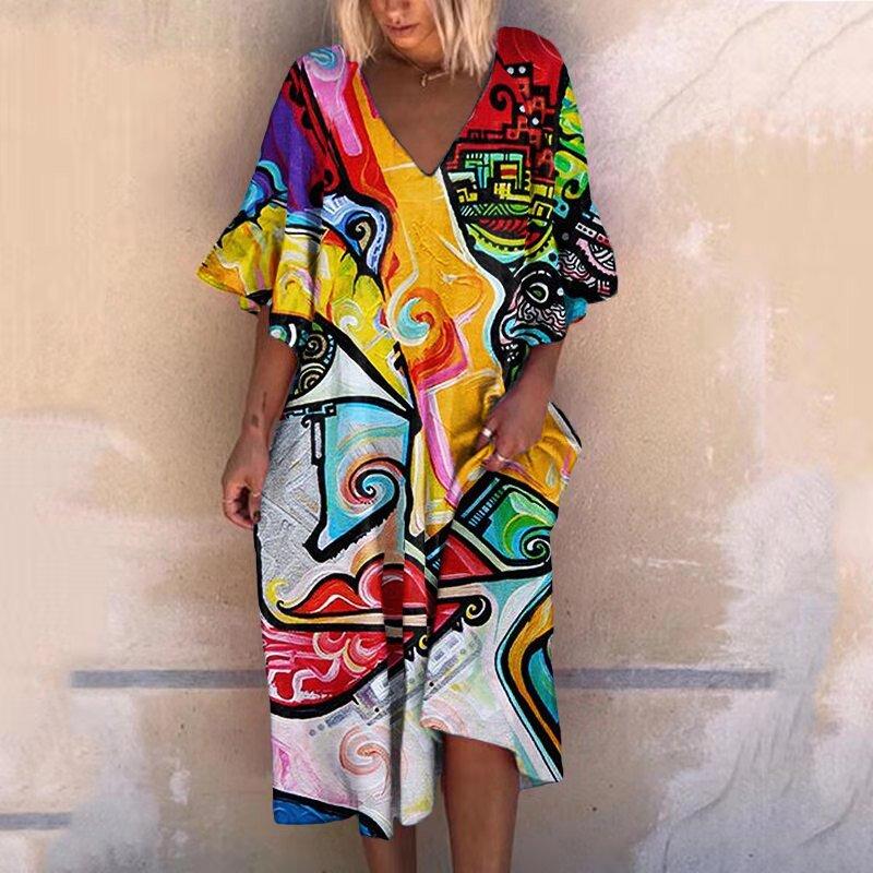Dresses Vintage Cartoon Flowers Loose Dress Women' Printing Midi Dresses Fashion Half Sleeve T Shirt Dress Beach Casual Female Robe, Pink
Dresses Vintage Cartoon Flowers Loose Dress Women' Printing Midi Dresses Fashion Half Sleeve T Shirt Dress Beach Casual Female Robe, Pink
