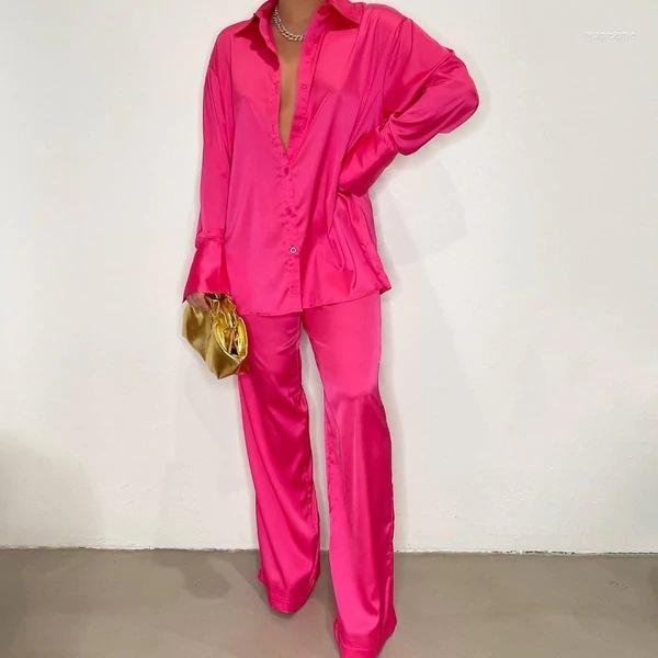 Women' Two Piece Pants Women' Puloru 2 Pieces Satin Sets For Women Spring Fall Casual Loose Matching Lapel Long Sleeve Button-Down, Red
Women' Two Piece Pants Women' Puloru 2 Pieces Satin Sets For Women Spring Fall Casual Loose Matching Lapel Long Sleeve Button-Down, Red