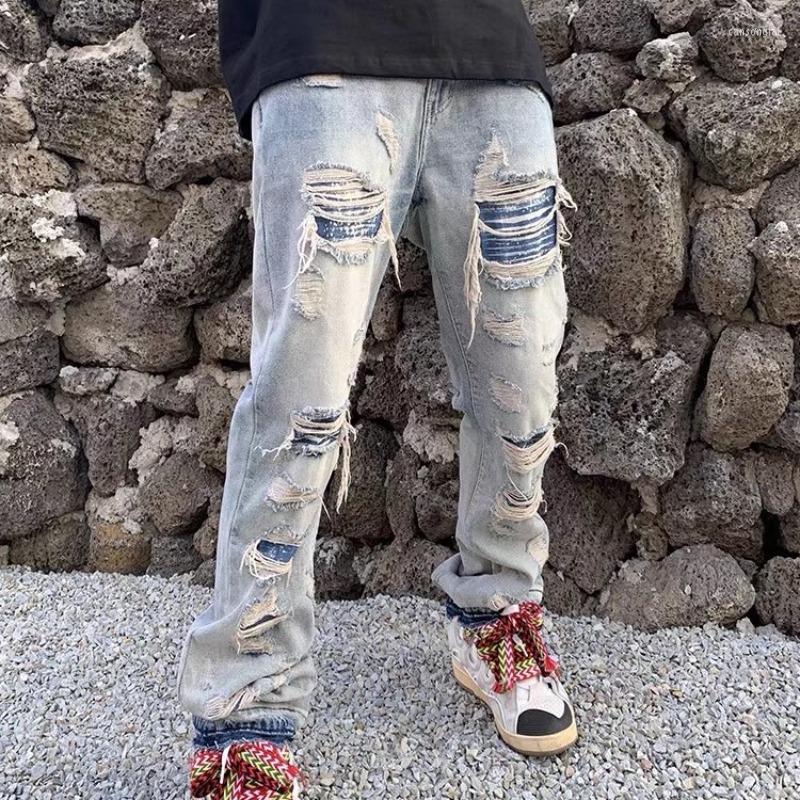 Men' Jeans 2022 High Street Hole Ripped Vintage Men Hip Hop Baggy Trousers Punk Distressed Retro Washed Straight Denim Pants Pantalon, Blue
Men' Jeans 2022 High Street Hole Ripped Vintage Men Hip Hop Baggy Trousers Punk Distressed Retro Washed Straight Denim Pants Pantalon, Blue