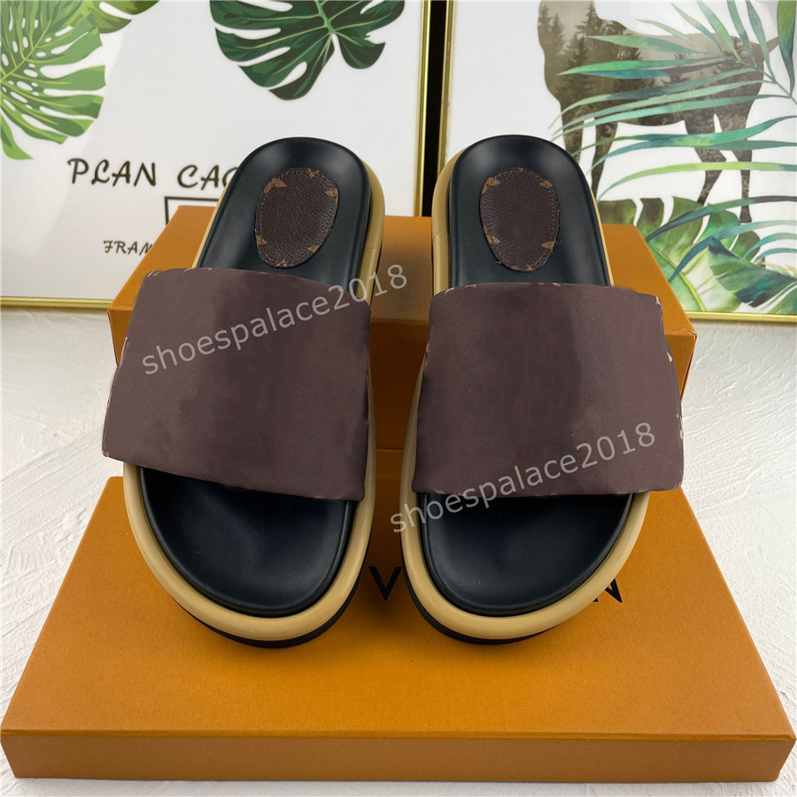 Slipper Women Men Summer Sandals Beach Slides Pantoufles Woman Slippers Ladies Flip Flops Mules Office Sliders Platform Shoes Stylish Print Solid Color With Box