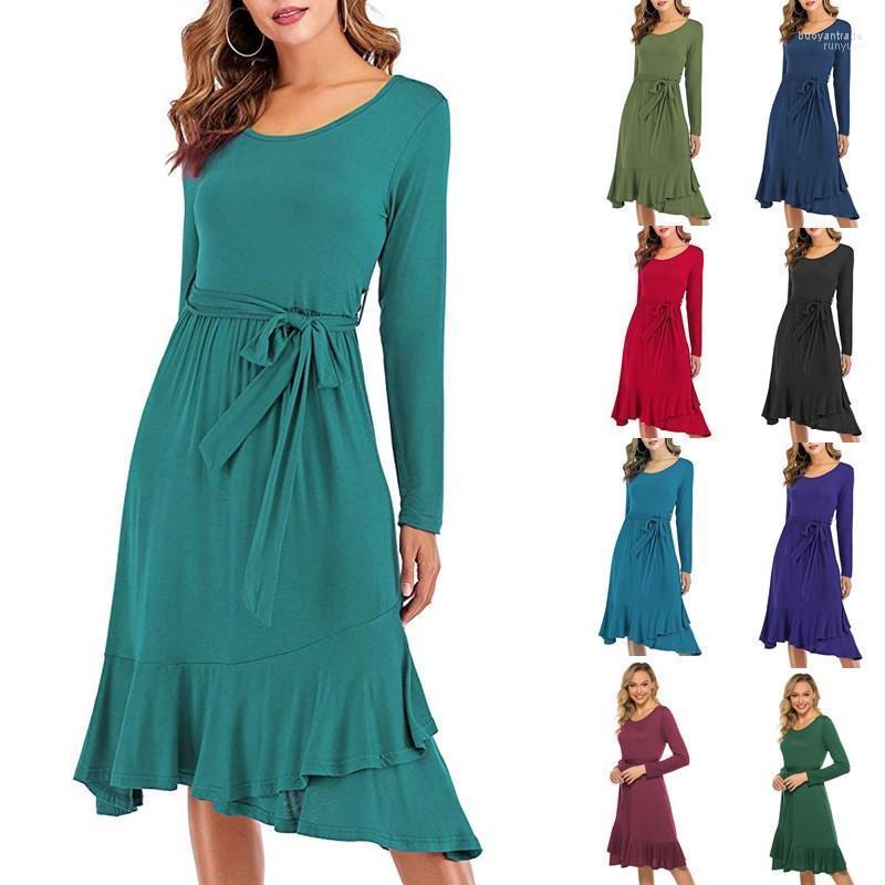 Casual Dresses Autumn Women O-Neck Slim Lace-Up Ruffle Dress 2022Plus Size Long Sleeve Irregular Midi Party Temperament Vestidos, Dark red
Casual Dresses Autumn Women O-Neck Slim Lace-Up Ruffle Dress 2022Plus Size Long Sleeve Irregular Midi Party Temperament Vestidos, Dark red
