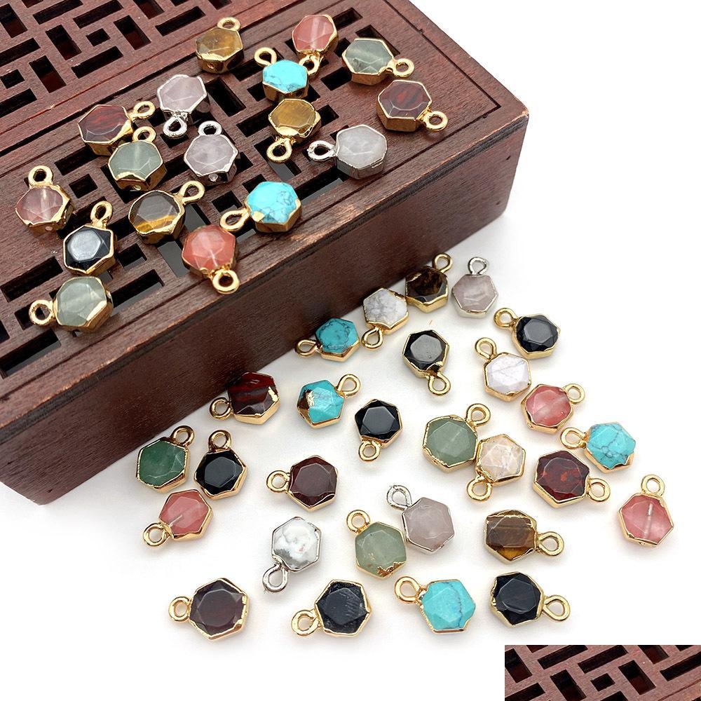 Charms 8X12Mm Gold Edge Natural Crystal Hexagon Stone Charms Rose Quartz Turquoise Pendants Trendy For Jewelry Making Wholesale Drop Dh5Zt
Charms 8X12Mm Gold Edge Natural Crystal Hexagon Stone Charms Rose Quartz Turquoise Pendants Trendy For Jewelry Making Wholesale Drop Dh5Zt