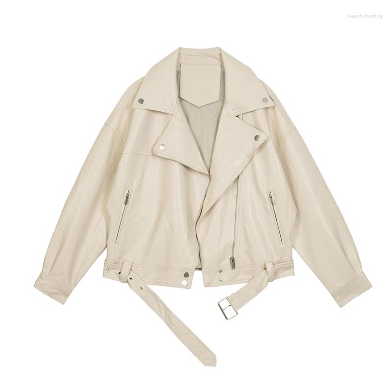 Women' Leather Spring Women Pu Motorcycle Jacket Female With Belt Solid Color Jackets Ladys Loose Casual Jaqueta Feminina, Beige
Women' Leather Spring Women Pu Motorcycle Jacket Female With Belt Solid Color Jackets Ladys Loose Casual Jaqueta Feminina, Beige
