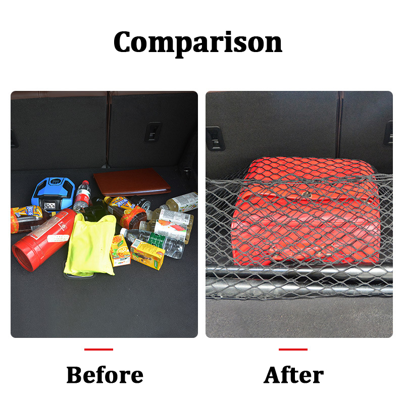 Car Rear Trunk Net Mesh Elastic Nylon Back Cargo Storage Organizer Double Layer Luggage Grocery Holder Universal Auto Interior Accessories