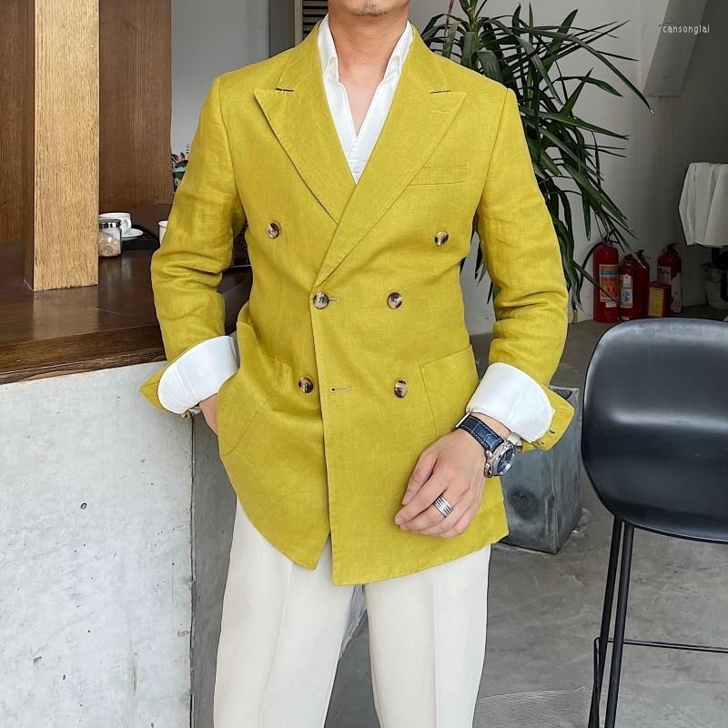 Men's Suits Blazer Italy Men Party Dinner Social British Style Trend Brand Fashion 4 Color Summer Linen Masculino Slim Suit Jacket, Blue
Men's Suits Blazer Italy Men Party Dinner Social British Style Trend Brand Fashion 4 Color Summer Linen Masculino Slim Suit Jacket, Blue