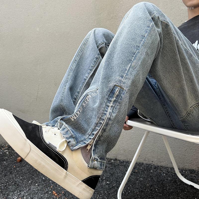 Men' Jeans Men' Wide Leg Pants 2022 Autumn/Winter Retro Blue High Street Zipper Slit Print Stitching Men Trousers Straight
Men' Jeans Men' Wide Leg Pants 2022 Autumn/Winter Retro Blue High Street Zipper Slit Print Stitching Men Trousers Straight