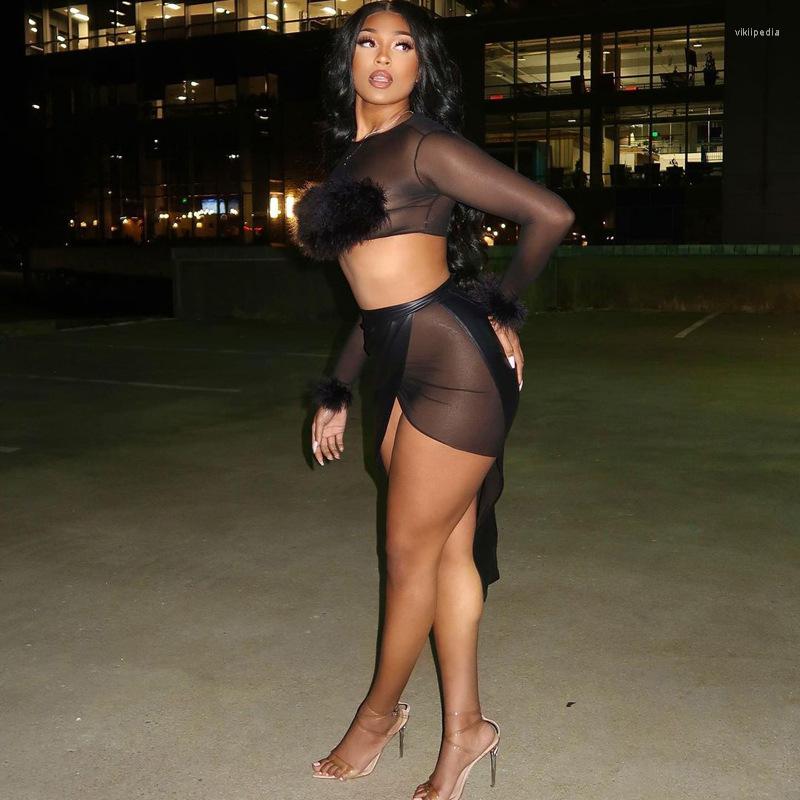 Work Dresses DPSDE 2022 Ladies Summer Fashion Nightclub Sexy Tight Mesh Feather Faux Leather Split Patchwork Skirt Two Piece Set, Black
Work Dresses DPSDE 2022 Ladies Summer Fashion Nightclub Sexy Tight Mesh Feather Faux Leather Split Patchwork Skirt Two Piece Set, Black