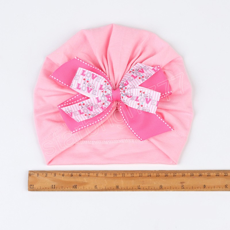 Newborn Toddler Heart Bow Hat Kids Soft Bowknot Turban Caps with Double Ribbon Bows Baby Girls Hair Accessories