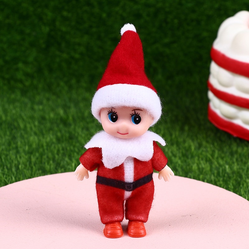Red Green Christmas Toddler Baby Elf Dolls with Movable Arms Legs Doll House Accessories Baby Elves Toy For Kids