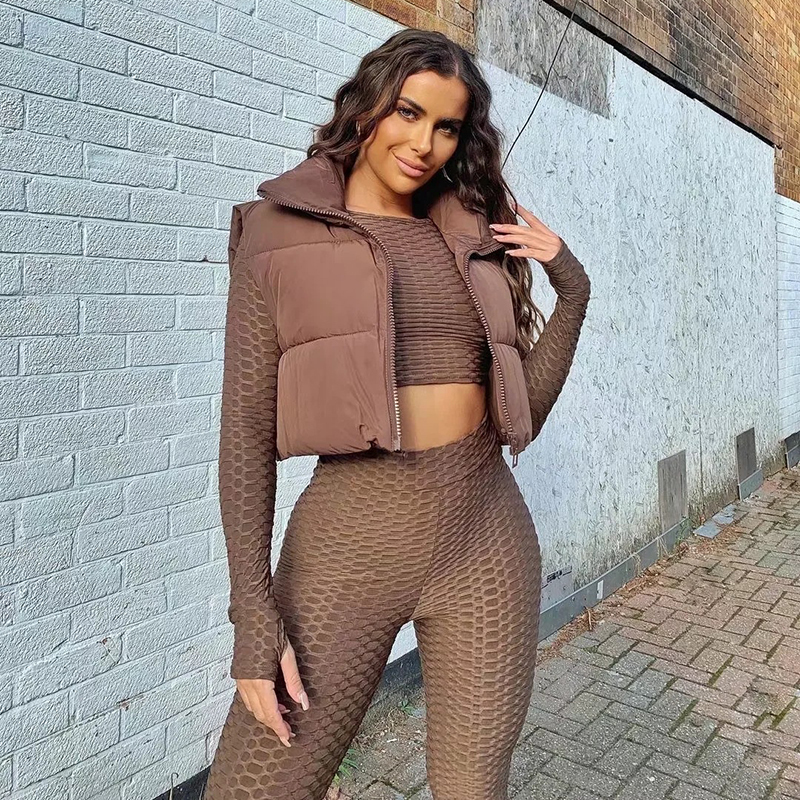 Women's Vests Puffy Vest Women Zip Up Stand Collar Sleeveless Lightweight Padded Cropped Puffer Quilted Vest Winter Warm Coat Jacket 221010