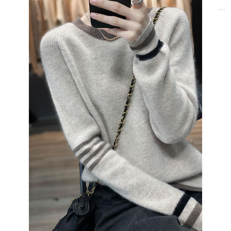 Women' Sweaters Pullover Women' Elegant Autumn/Winter Pure Wool Sweater Casual Patchwork Knitwear Crew Neck Ladies Tops Overside, Milk camel
Women' Sweaters Pullover Women' Elegant Autumn/Winter Pure Wool Sweater Casual Patchwork Knitwear Crew Neck Ladies Tops Overside, Milk camel