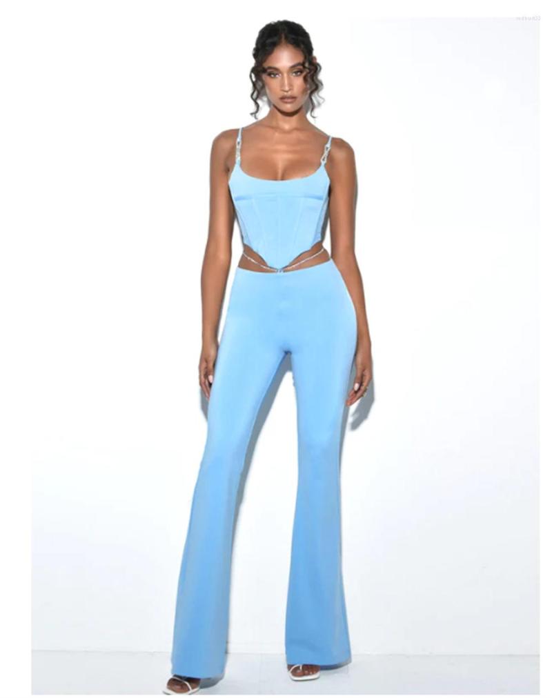 Women's Two Piece Pants Summer Women's Sexy Fishbone Short Hollow Out Camisole High Waist Slim Casual Long Tight Straight, Sky blue
Women's Two Piece Pants Summer Women's Sexy Fishbone Short Hollow Out Camisole High Waist Slim Casual Long Tight Straight, Sky blue