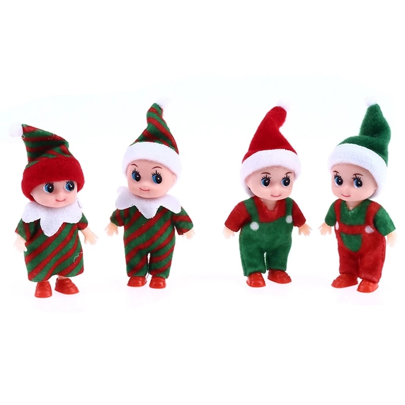 Red Green Christmas Toddler Baby Elf Dolls with Movable Arms Legs Doll House Accessories Baby Elves Toy For Kids