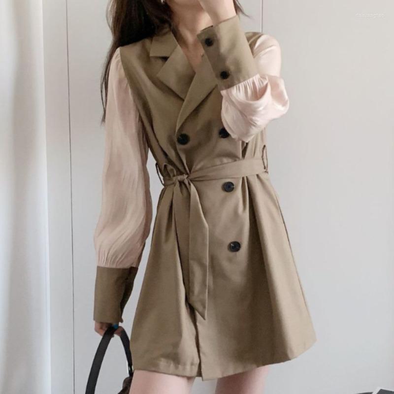 Casual Dresses 2022 Vintage Korean Clothes Autumn Women Tops Double-Breasted Slim Patchwork Windbreaker Belt Trench Female Fashion, Khaki
Casual Dresses 2022 Vintage Korean Clothes Autumn Women Tops Double-Breasted Slim Patchwork Windbreaker Belt Trench Female Fashion, Khaki