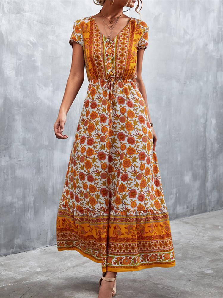 Casual Dresses Bohemia Printing Ruffles Summer Dress For Women V-neck Button Lace Up Maxi Female Holiday Vintage Party 2022, Black
Casual Dresses Bohemia Printing Ruffles Summer Dress For Women V-neck Button Lace Up Maxi Female Holiday Vintage Party 2022, Black