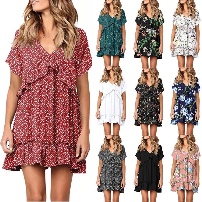 Casual Dresses Summer Ladies Ruffle Dress Women Personalized Printing Loose Female Short Sleeve V-neck Mini Vestidos Mujer, Black
Casual Dresses Summer Ladies Ruffle Dress Women Personalized Printing Loose Female Short Sleeve V-neck Mini Vestidos Mujer, Black