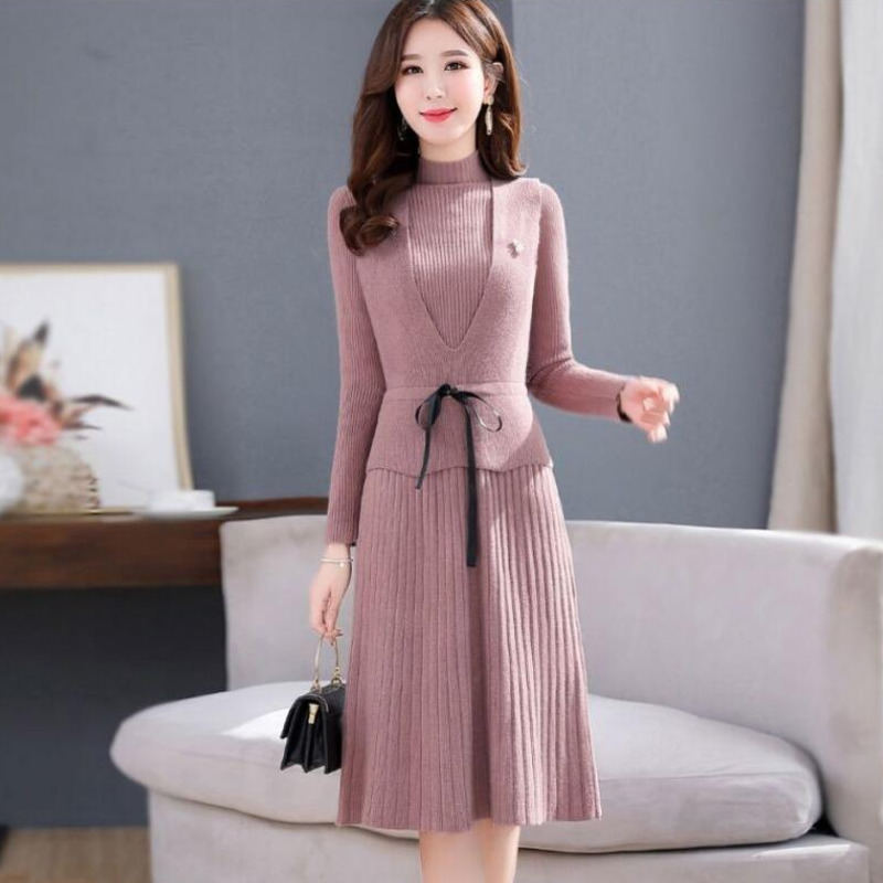 Two Piece Dress 1012 Set Sweater Women Turtleneck Casual Pleated Knitted LadiesElegant Office Woman Solid Color 221010, Blue
Two Piece Dress 1012 Set Sweater Women Turtleneck Casual Pleated Knitted LadiesElegant Office Woman Solid Color 221010, Blue