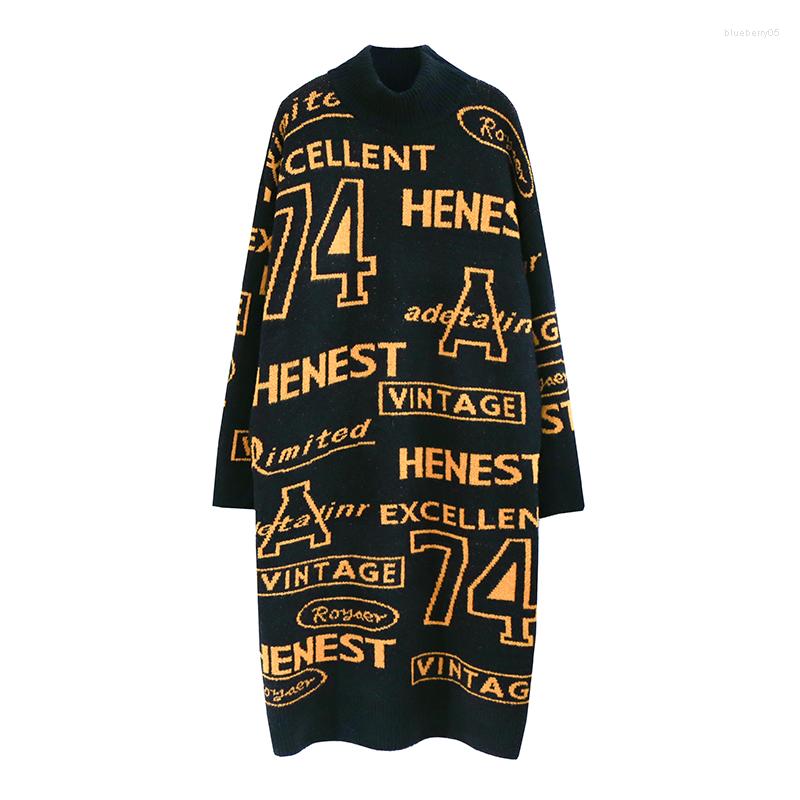 Women's Sweaters Winter Half-high Collar Loose Medium-length Over-knee Dress Women's Jumpsuit Thickened Knit 2022 Style, Black
Women's Sweaters Winter Half-high Collar Loose Medium-length Over-knee Dress Women's Jumpsuit Thickened Knit 2022 Style, Black