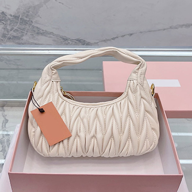 Hobo miu bag Shoulder Bag Axillary Pouch Half Month Handbag Crossbody Purse Pleated Soft Sheep Leather Letter Gold Hardware Removable Strap Zipper O9A4, White
Hobo miu bag Shoulder Bag Axillary Pouch Half Month Handbag Crossbody Purse Pleated Soft Sheep Leather Letter Gold Hardware Removable Strap Zipper O9A4, White
