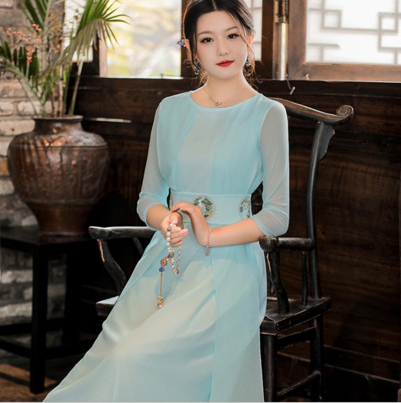 Girl Dresses Summer Women's Chinese Style Retro Rmbroidery Hanfu Skirt Tie Waist Temperament Dress, Beige
Girl Dresses Summer Women's Chinese Style Retro Rmbroidery Hanfu Skirt Tie Waist Temperament Dress, Beige