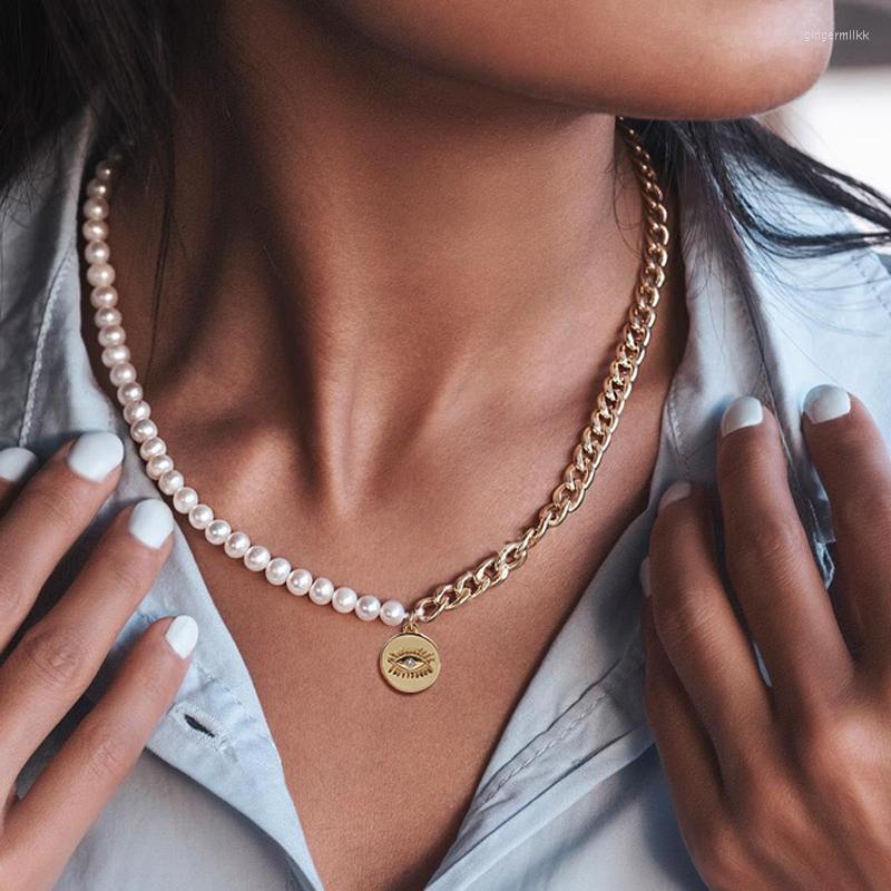 Pendant Necklaces 2022 Fashion Eye Necklace Women Handmade Cuban Chain Imitation Pearl Bead For Jewelry Gift
Pendant Necklaces 2022 Fashion Eye Necklace Women Handmade Cuban Chain Imitation Pearl Bead For Jewelry Gift