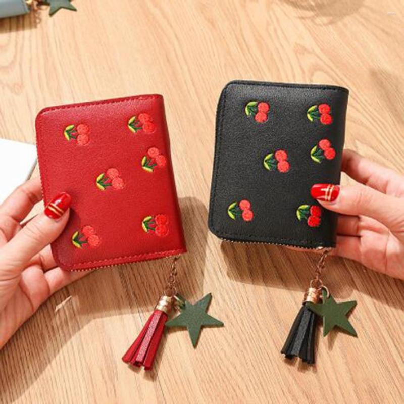 Wallets Cherry Embroidered Women Short Wallet Fashion Zipper Coin Purse Tassel Girls Clutch Purses Cards Holder Pocket, Red
Wallets Cherry Embroidered Women Short Wallet Fashion Zipper Coin Purse Tassel Girls Clutch Purses Cards Holder Pocket, Red