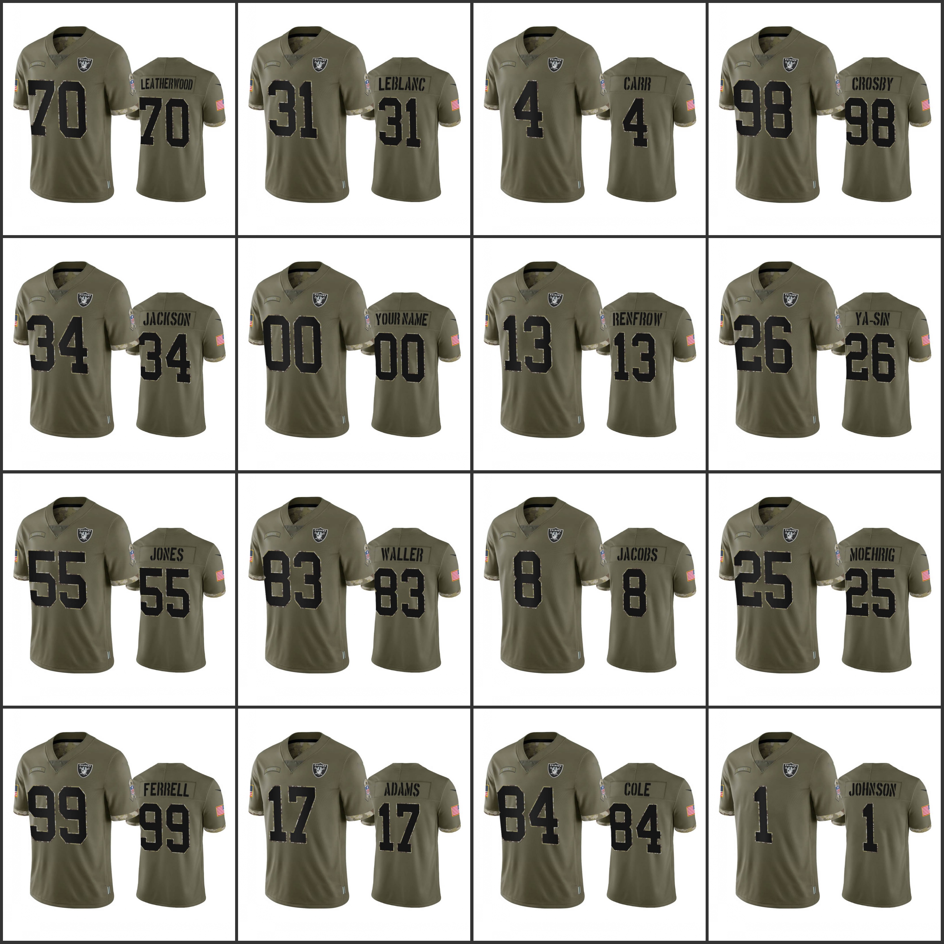 Jerseys Las Vegas''Raiders''Men #4 Derek Carr 13 Hunter Renfrow 17 Davante Adams Custom Women Youth''NFL Olive 2022 Salute To Service Limited Jersey
Jerseys Las Vegas''Raiders''Men #4 Derek Carr 13 Hunter Renfrow 17 Davante Adams Custom Women Youth''NFL Olive 2022 Salute To Service Limited Jersey
