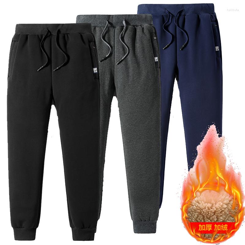 

Men's Pants Winter Warm Thick Woolen Casual Trouser Pockets Plus Size Fashion Men Clothes 2022 XXXL 4XL 5XL 6XL 7XL 8XL, Black