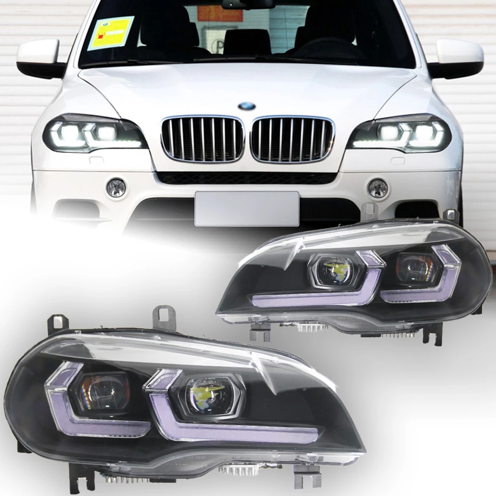 Head Lights for BMW X5 E70 LED Headlight Projector Lens 2007-2013 Angel Eye DRL Signal Head Lamp Automotive Accessories
