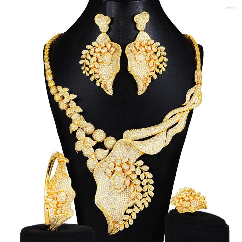 Necklace Earrings Set GODKI Big Luxury 4PCS Leaf Drop African Jewelry For Women Wedding Party Cubic Zircon Dubai Bridal 2022, Picture shown
Necklace Earrings Set GODKI Big Luxury 4PCS Leaf Drop African Jewelry For Women Wedding Party Cubic Zircon Dubai Bridal 2022, Picture shown