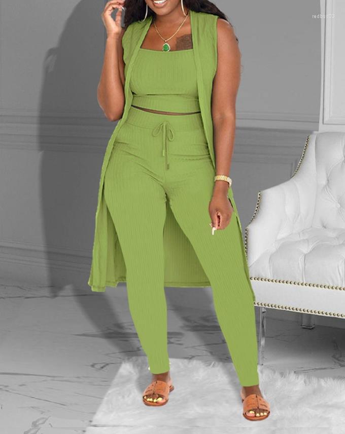Women' Two Piece Pants 2022 Summer 3Pcs Womens Outfits Ribbed Scoop Neck Sleeveless Crop Top Drawstring Female Skinny Long Vest Coat Set
Women' Two Piece Pants 2022 Summer 3Pcs Womens Outfits Ribbed Scoop Neck Sleeveless Crop Top Drawstring Female Skinny Long Vest Coat Set
