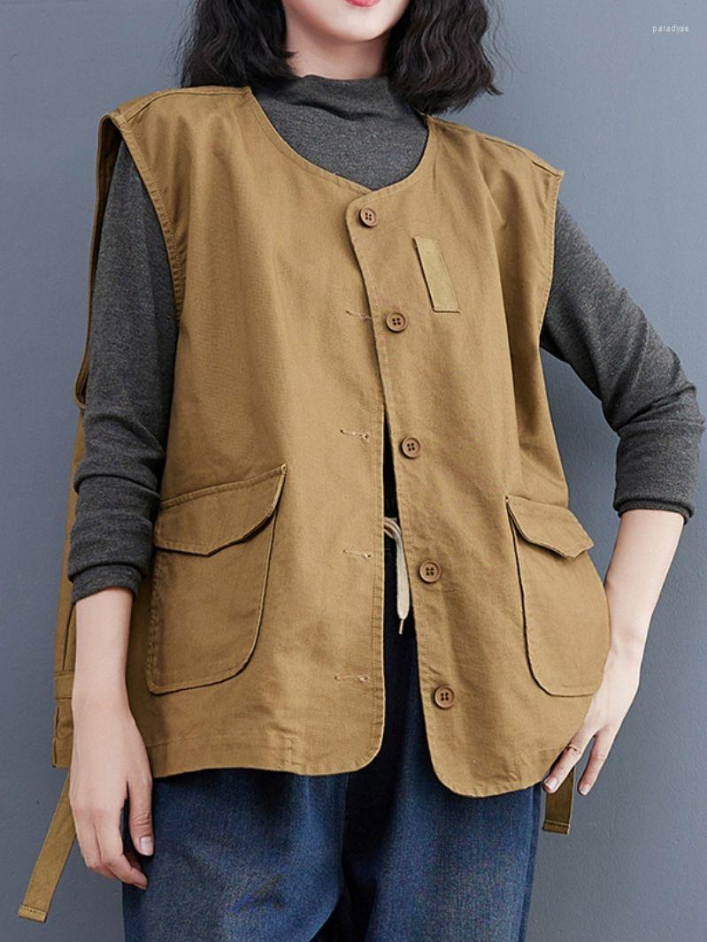 Women's Vests Woman Single Breasted Sleeveless Retro Solid Color Vest Ladies Outerwear 2022 Autumn Patchwork Big Pocket V-neck Jacket, Black
Women's Vests Woman Single Breasted Sleeveless Retro Solid Color Vest Ladies Outerwear 2022 Autumn Patchwork Big Pocket V-neck Jacket, Black